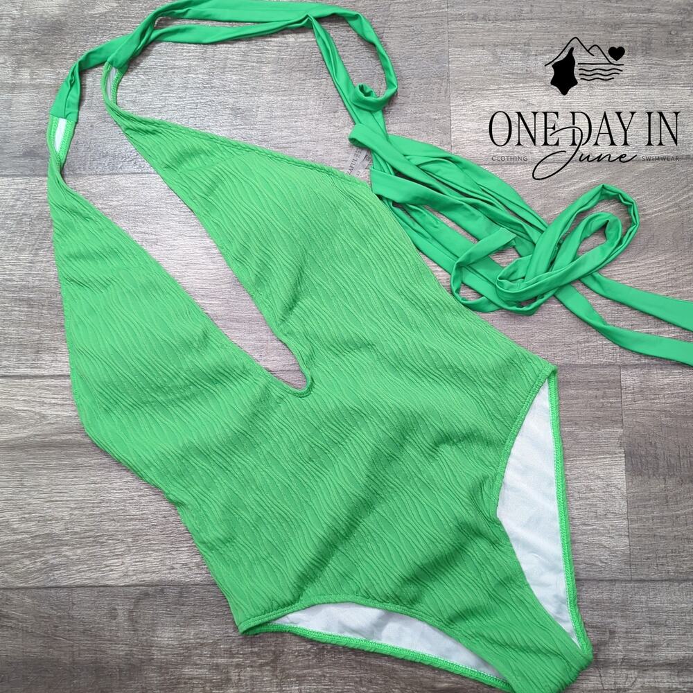 Zaful Deep V Tie Wrap One Piece Swimsuit Size L